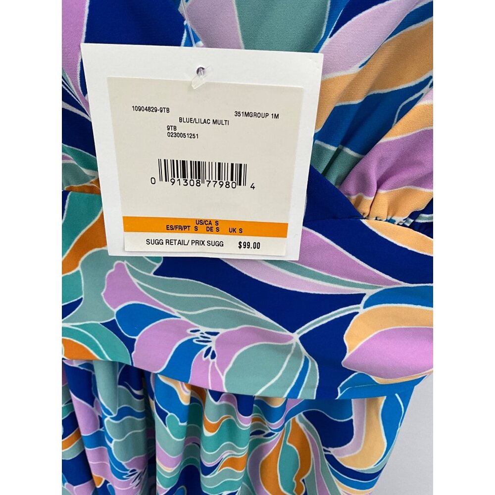 Cappagallo Womens Floral Dress S Blue/Lilac Multi-Color - Picture 4 of 7
